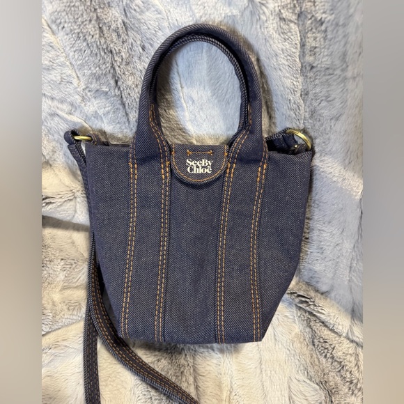 See By Chloe’ -Laetizia Denim Tote - Denim with Contrasting Stitching EUC